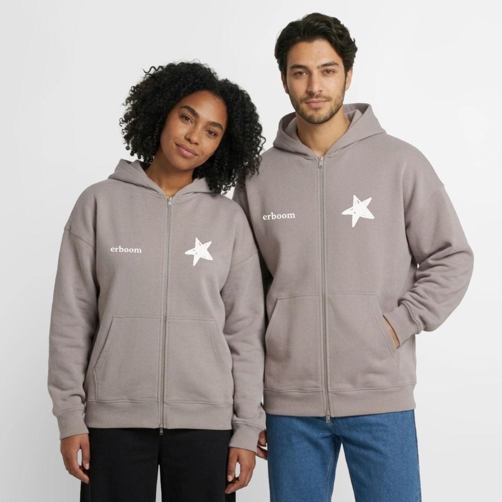 ErBoom - Oversized Heavyweight Unisex Zip Hoodie - Taupe