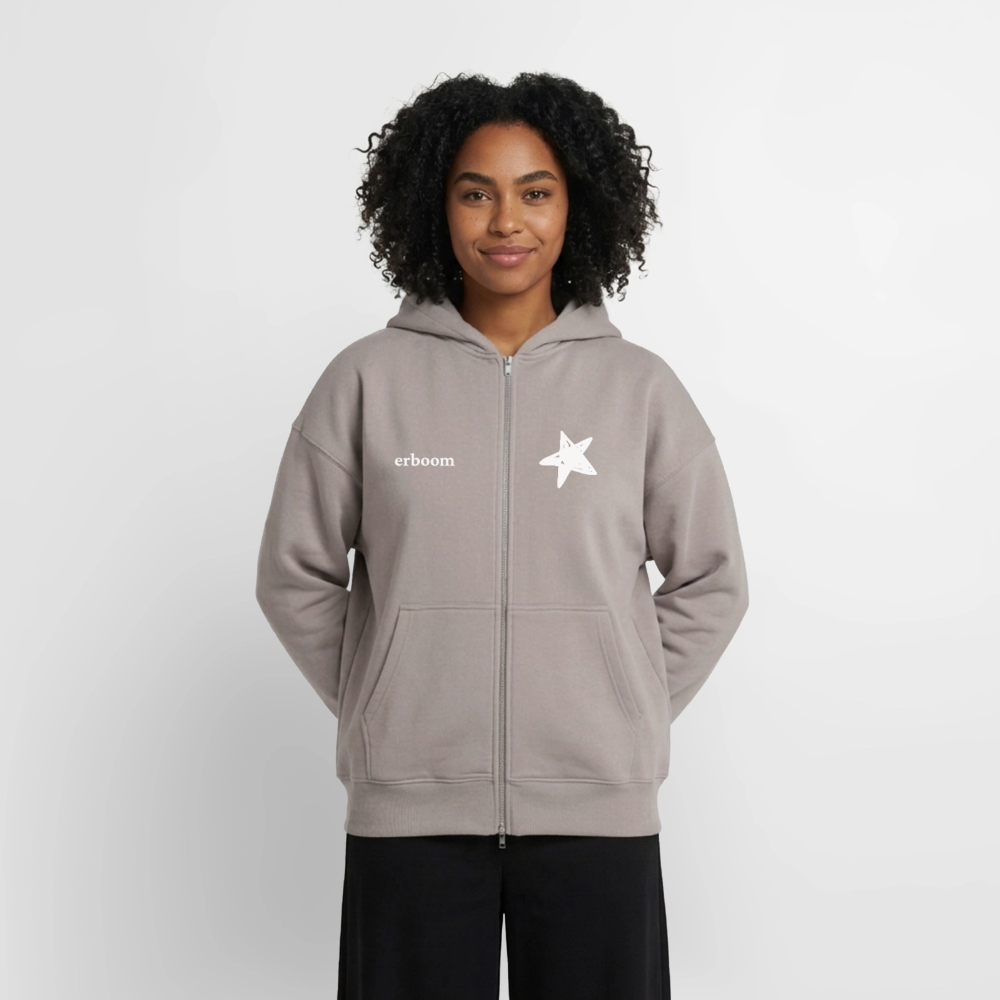 ErBoom - Oversized Heavyweight Unisex Zip Hoodie - Taupe