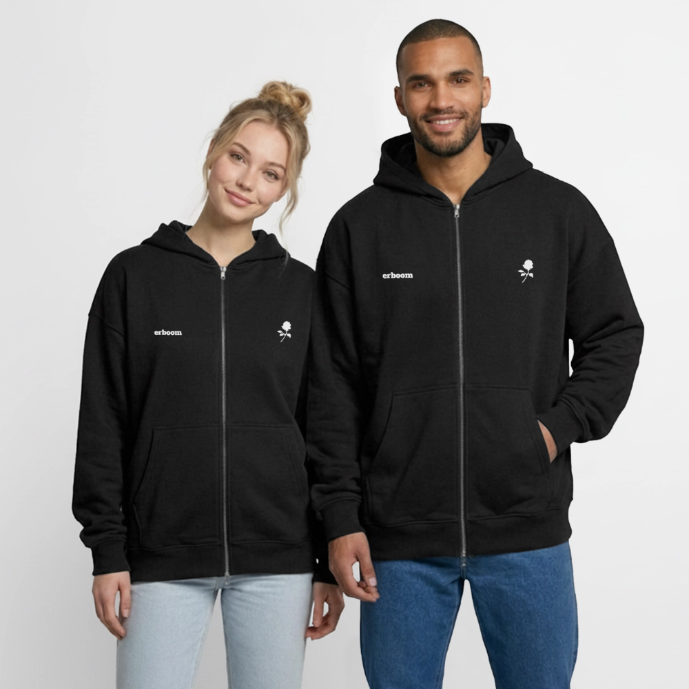 ErBoom - Oversized Heavyweight Unisex Zip Hoodie - Schwarz