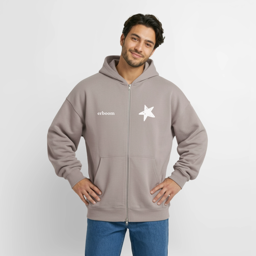 ErBoom - Oversized Heavyweight Unisex Zip Hoodie - Taupe