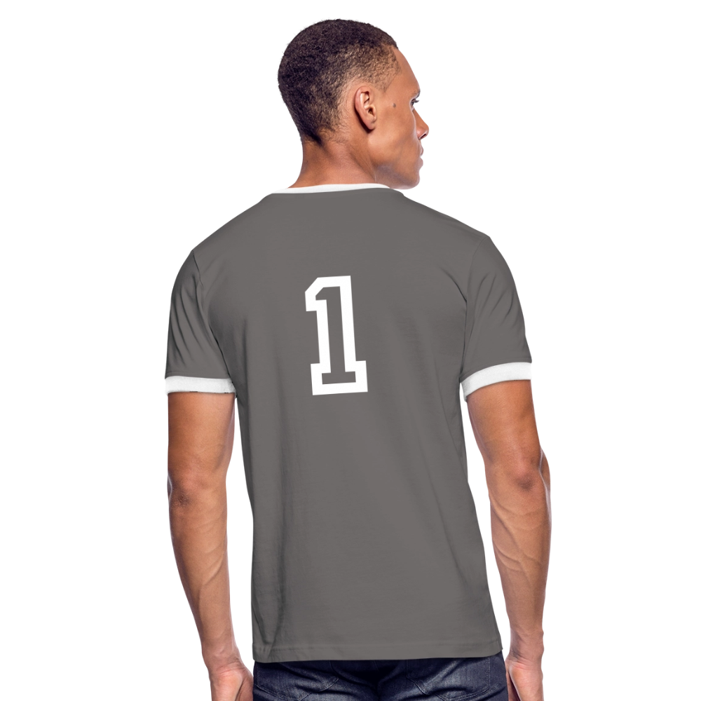 ONE IN ALL - Retro T-Shirt - Dunkelgrau/Weiß