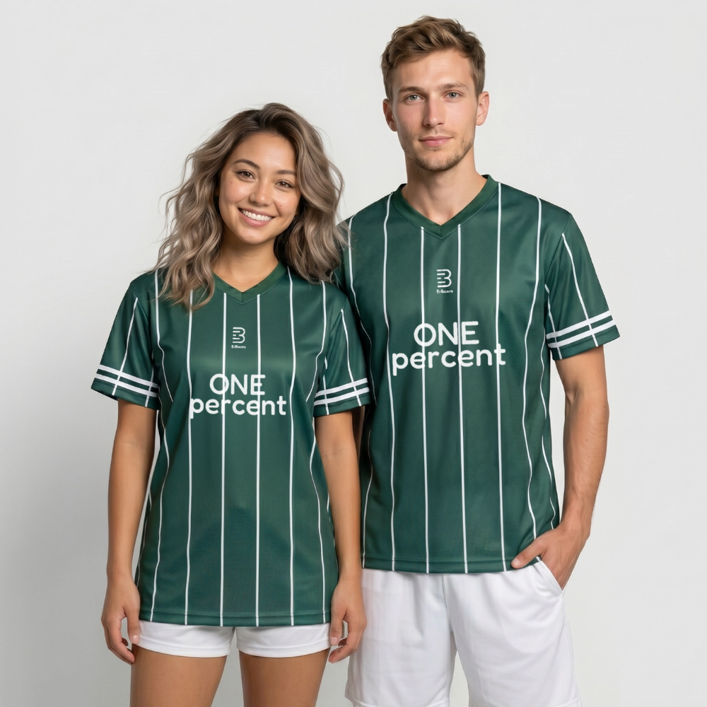 ErBoom - Unisex Football Style T-Shirt - Dunkelgrün/Weiß