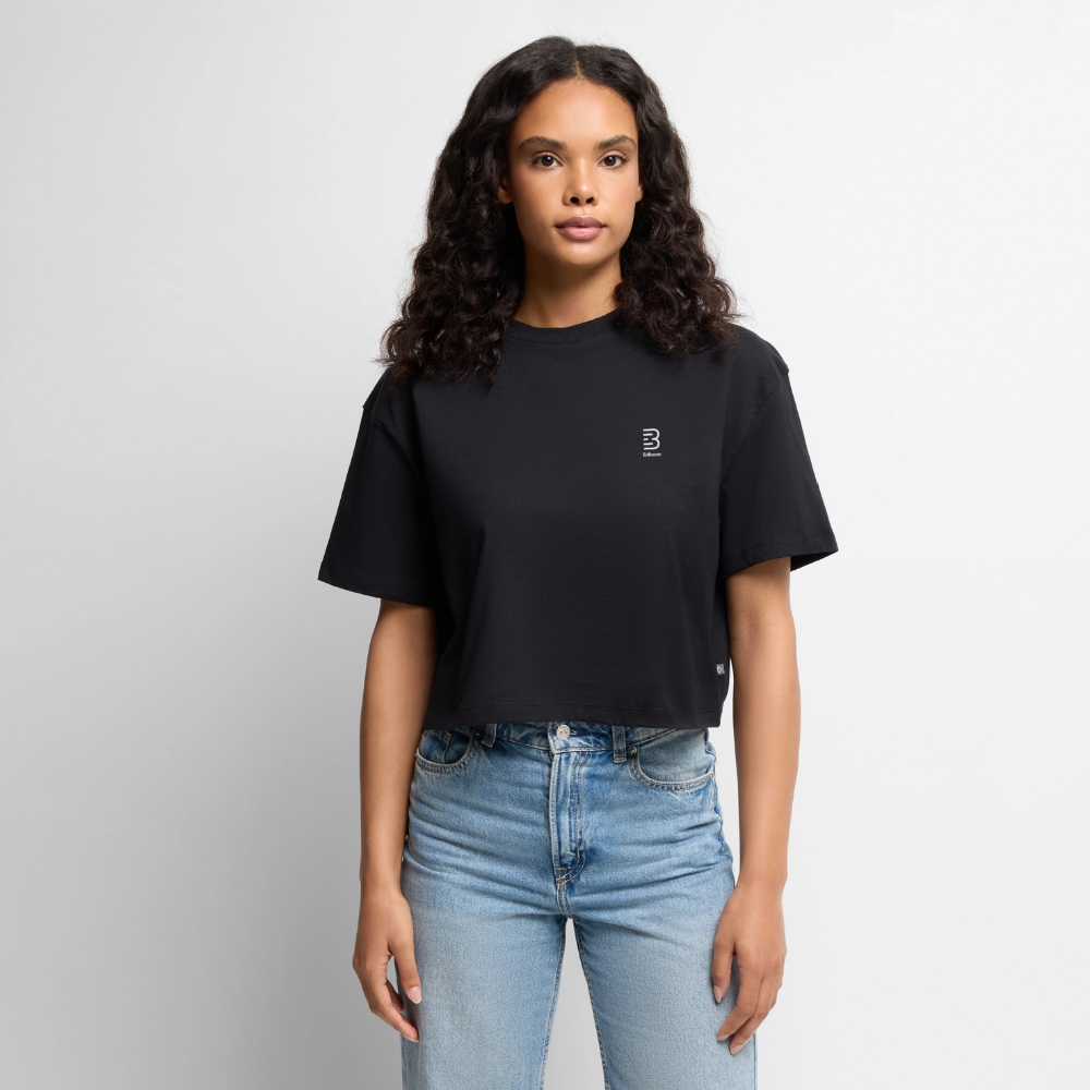 ErBoom - Women Premium Oversized Cropped T-Shirt - Schwarz