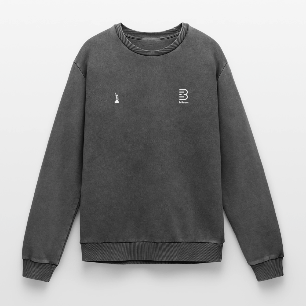 ErBoom - Relaxed Unisex Premium Acid-Washed Sweatshirt - Schwarz Acid Wash